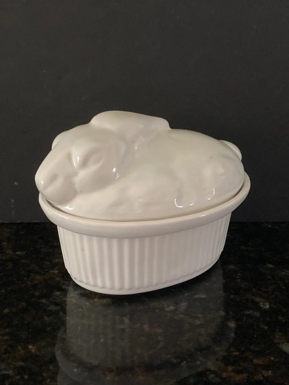 California Pottery White Rabbit Casserole Dish/Individual Size/2 Available/NEW!